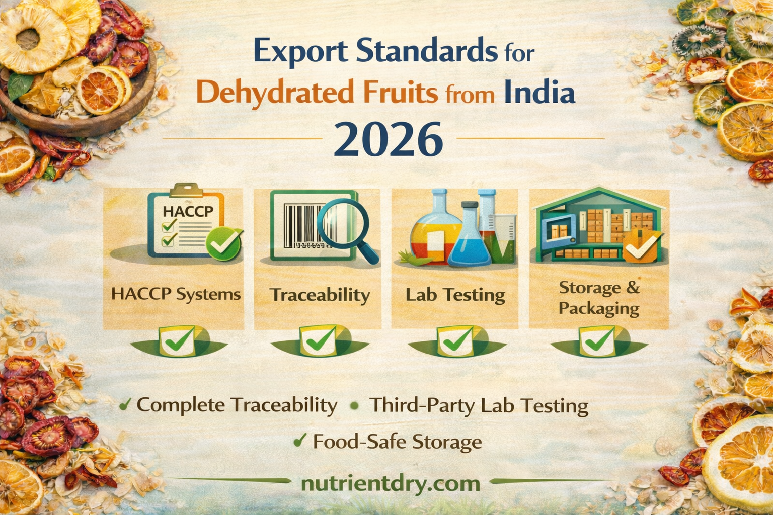 Export Standards for Dehydrated Fruits from India 2026